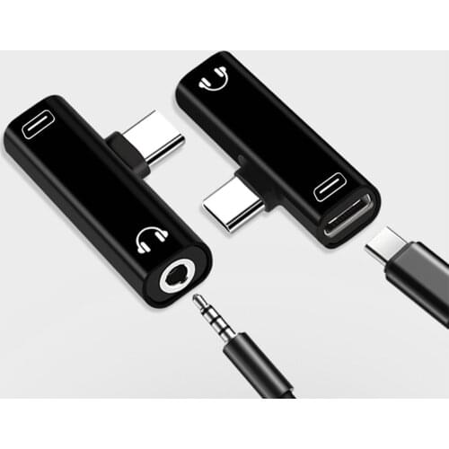Universal 2 In 1 Dual Type C To USBC 3.5mm Jack Headphone Audio Charger Aux Adapter Splitter Converter for Samsung Xiaomi Huawei