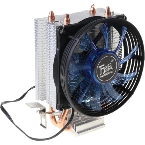 CPU Cooler Master 2 Pure Copper Heat-pipes Fan with Blue Light Cooling System 1XCB