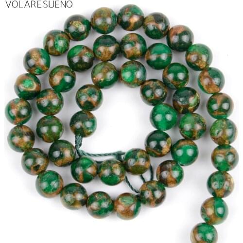 Green Cloisonne Stone Round Loose Beads 15” Strand Pick 6-10mm Spacer Beads For Charm Necklace Bracelet Accessory Jewelry Making