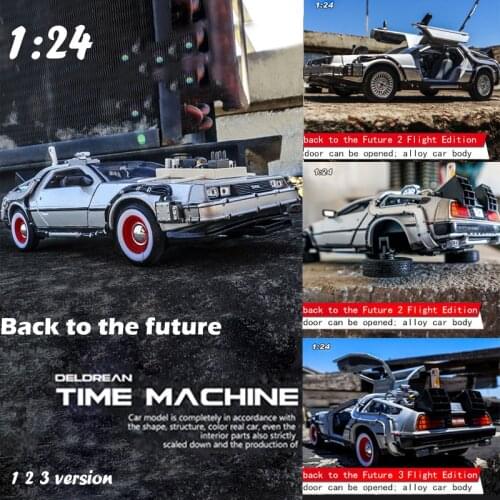 1/24 Scale Car model Diecast Alloy Back To The Future 1 2 3 Part Time Machine DeLorean DMC-12 Metal Vehicle Toy Welly Collection