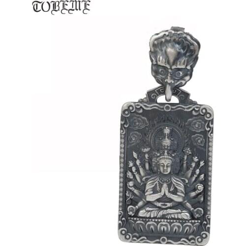 100% 925 Silver the 8 Buddha Statue Pendant 925 Sterling Buddhist Buddha Amulet Pendant the Chinese Zodiac Lucky Amulet Pendant