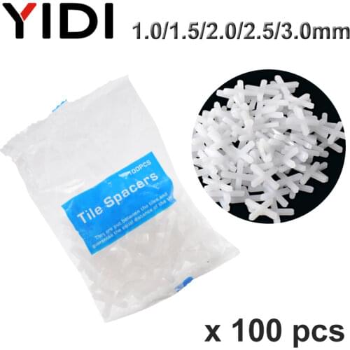 100pcs 1/1.5/2/2.5/3mm Cross Tile Spacers, Resuable Ceramic Tiler Leveling System for Wall Floor Spacing Construction Tools