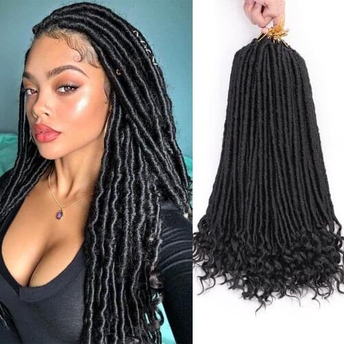 Kong&Li Goddess Focs Locs Curly Crochet Faux braids Hair Extensions 18 inch 24 strands/pcs Synthetic Ombre Crochet Braids hair