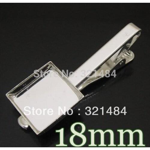 200piece Silver plated Mens Tie Clip Blank Base Cufflinks Sqaure 18mm bezel setting Wholesale