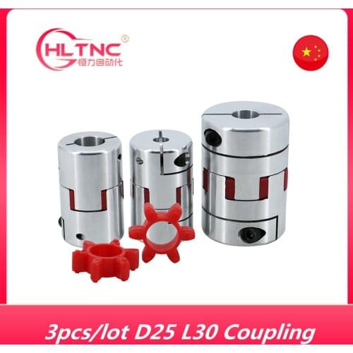 3PCS Jaw Flexible Coupling Plum Coupler Diameter=25mm Length=30mm 8mm To 10mm 5/6/6.35/8/9.5/10/12mm