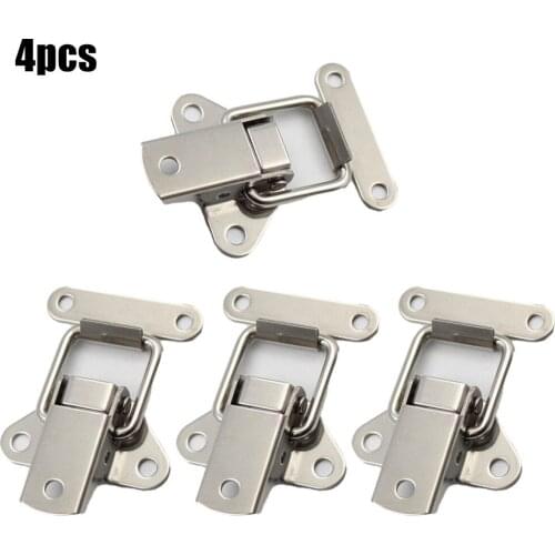 4PC/lot Stainless Steel Spring Locking Latch Hasps Suitcase Chest Toggle Catch Clasp Box Hinges Furniture Hardware Accessories
