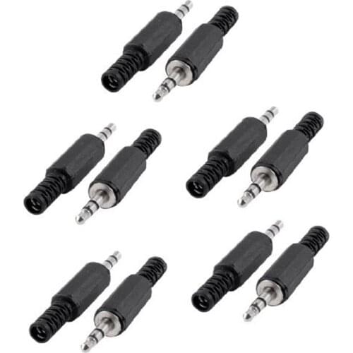 5Pcs/lot Black Plastic LX1 Housing 3.5mm Audio Jack Plug Headphone Connector Discount Fast Shipping Two channel