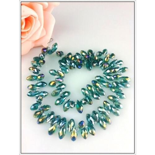 100pcs 6x12mm Green AB Faceted Teardrop Beads Crystal Glass Beads For Jewelry Making Necklace Craft Bracelet DIY Beads