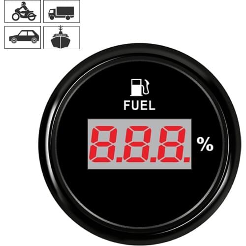 Marine Digital Fuel Level Gauge Boat Oil Tank Level Indicator Empty LED 12/24V 52mm 240-33ohms Fuel Gauge fit Car Truck Boat