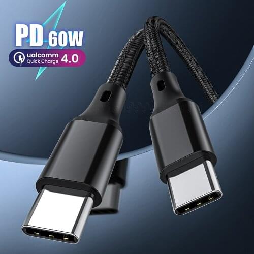 3A USB C To USB Type C Cable PD 60W Fast Charging Charger Cord For Xiaomi 11 Huawei P40 P50 Macbook USB-C Wire Cable 1m/1.5m/2m