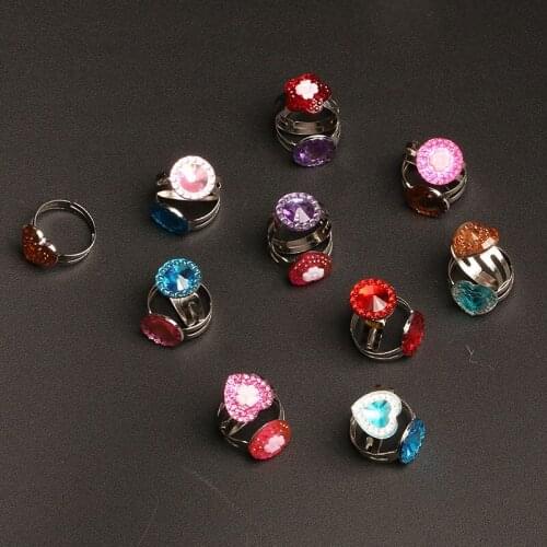 10pcs/Set Random Love Heart Flower Rings Kids Cute Sweet Jewelry Accessories Princess Girls Child Christmas Gifts Finger Ring
