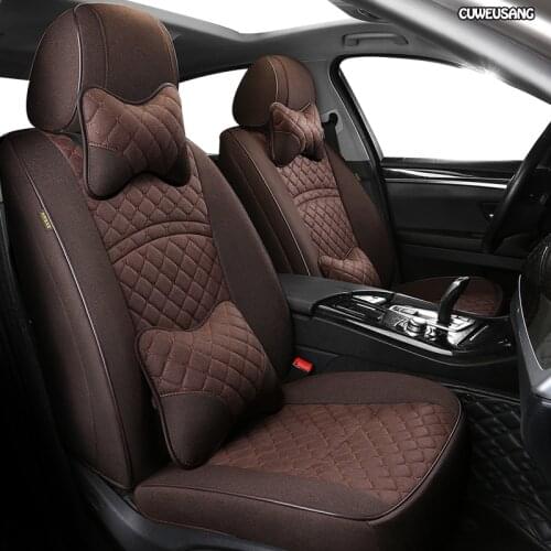 CUWEUSANG Custom FLAX car seat covers set For Mercedes-Benz Viano GLK GLA GL CLA CLS CLK SLK GLE GLS GLC Vito car seats styling