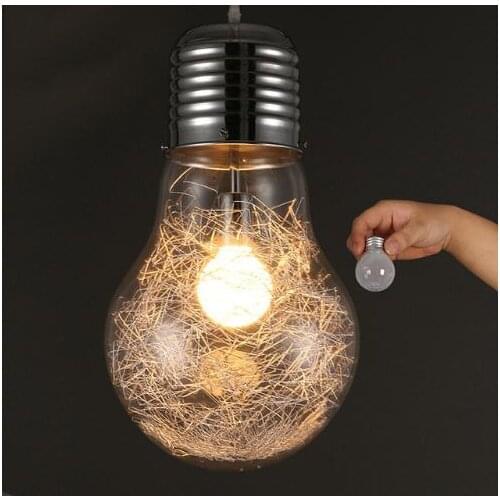 Creative personality pendant lights iron glass big bulb vintage lamp bar Russian warehouse large pendant lamps