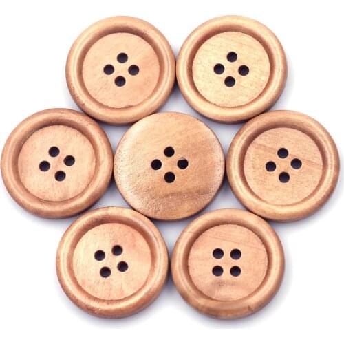 10PCS Brown 4 Holes Round Wood Sewing Buttons 25mm Eco-friendly Crafts Clothing Scrapbook Apparel Needlework Replace Accessories