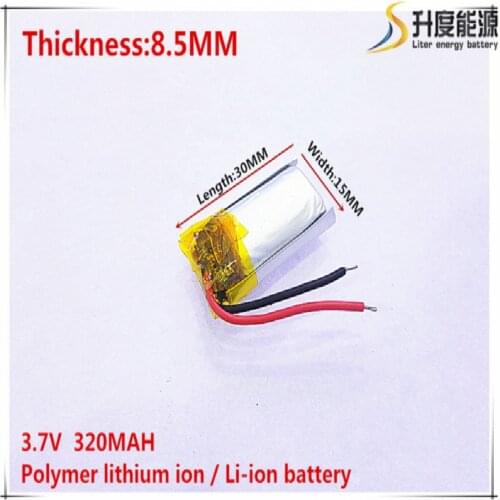 3.7V 320mAh 851530 Lithium Polymer Li-Po li ion Rechargeable Battery cells For Mp3 MP4 MP5 GPS mobile bluetooth