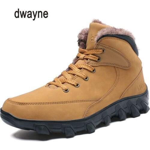 New Fashion PU Men Winter Shoes Solid Color Snow Boots Plush Inside Antiskid Bottom Keep Warm Waterproof Ski Boots Size 39-46