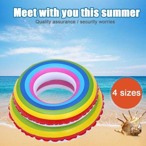 Inflatable Pool Tube Raft with Rainbow Painting Life Buoy Funny Kid Toys Adults Swim Ring for Pool Party Decorations