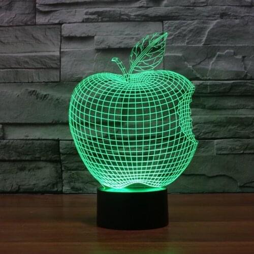 2017 new apple 3D LED small colorful acrylic stereoscopic light touch switch illusion lamp