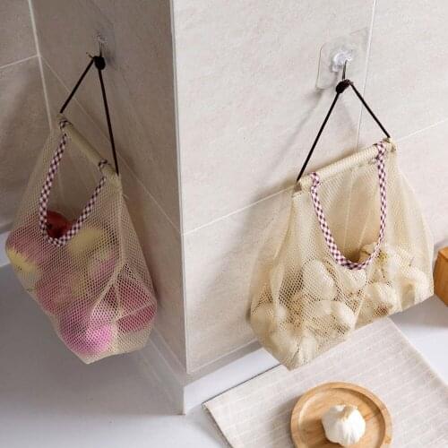 New Hot Kitchen Mesh Grocery Bag Fruits Vegetable Hanging Storage Net Bag Garlic Onion Kitchen Organizer Tools