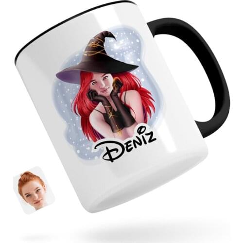 Personalized Women 'S Witch Caricature Of Black Mug Bardak-2
