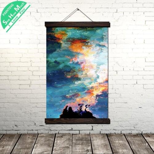 Landscape Art Display Wall Art Canvas Prints Painting Frame Scroll Painting Hanging Poster Vintage Wall Pictures for Living Room