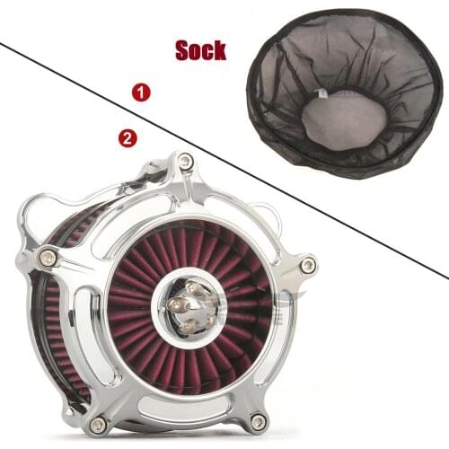 Fit For Harley 1999-2009 XL883C Sportster Custom XL883 XL1200 91-20 Turbine Air Cleaner Red Intake Filter Rain Socker Cover