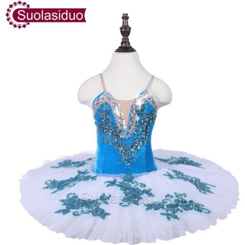 Gilrs Blue Professional Ballet Tutu The Nutcracker Performance Stage Wear Kids Ballet Dance Competition Costumes Adult Ballet