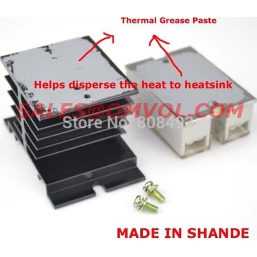 Industrial FOTEK Solid State Relay SSR 40A + thermal grease painted heat sink + 2 screws