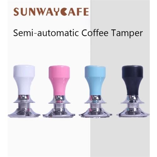 Adjustable 58.5mm Coffee Tamper Stainless Steel Press Flat Base Powder Hammer Hand Press For Cafe Barista Coffee Accessories