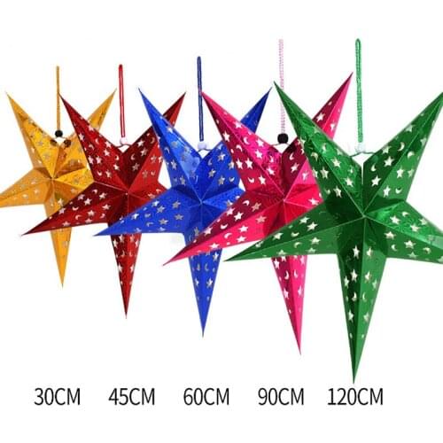 Christmas decorative articles Laser Star paper solid Pentagram pendant home party room festival decorative ceiling hanging decor