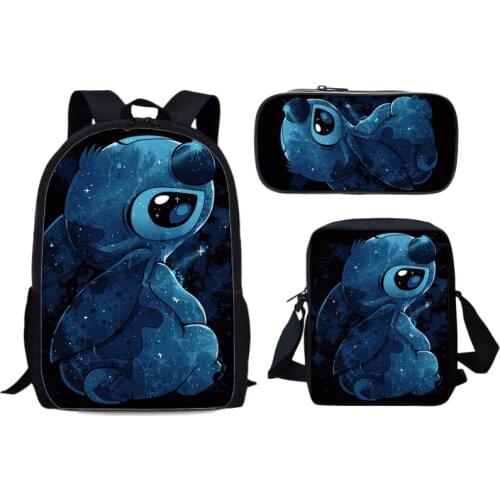 Disney Stitch3D Printed Mochias Backpack Women Men Bookbag 3 PCS/Sets School Bags for School Teenagers Girls Boys