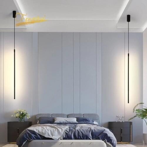 Modern LED Long Tube Lamp Pendant Lights Dimmable Black Pendant Lamp Kitchen Hanging Lamps Dining Room Bar Hanglamp Luminaria