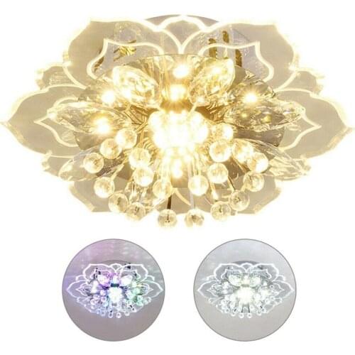 Modern Light Flower Shape Ceiling Crystal Chandelier Bedroom Living Room Interior Hallway Kitchen LED Lighting