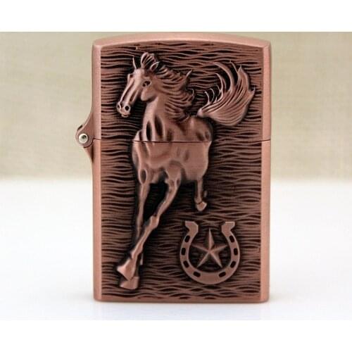 Vintage Retro Grinding Wheel Open Flame Creative Metal Gas Lighter Cigar Cigarette Wormwood Portable Stain Craft Body Gadgets