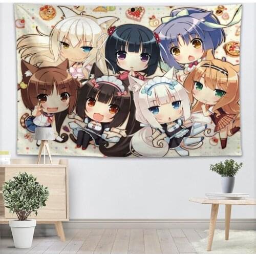 High Quality NEKOPARA Anime Tapestry Wall Hanging Tapestries Cloth Fabric Print For Living Room Decorative Wall Blanket 0511