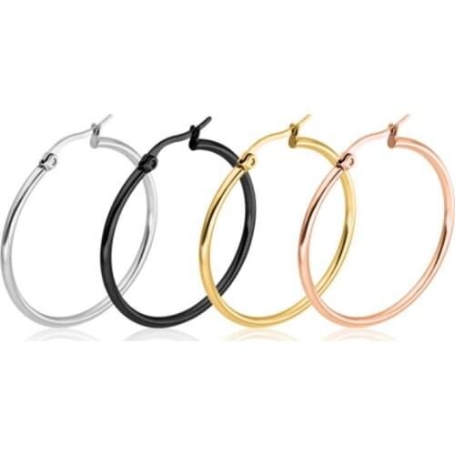 Hollow Round Stud Earrings Gold Black Color Earrings Stainless Steel Earrings Piercing For Women Fashion Jewelry Gifts