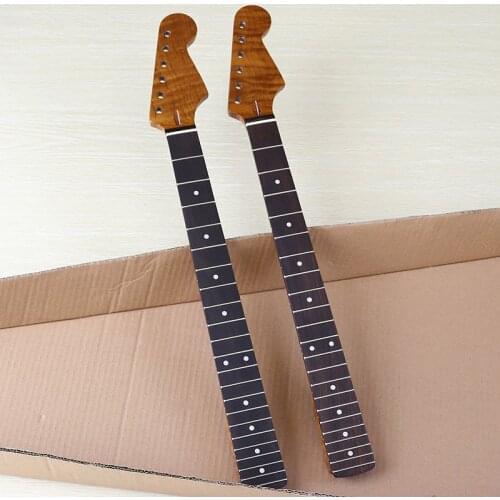 1piece Best Roast Flame Maple Electric Guitar Neck Replacement 22 Fret Rosewood Fingerboard
