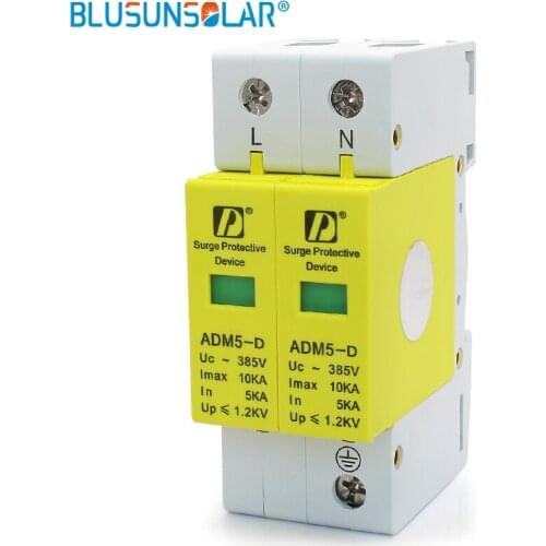 1pcs/lot Standard 35mm DIN Rail 2P 10KA 385V AC Household Low-voltage anti-lightning SPD surge arrester
