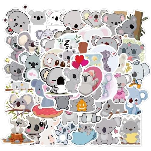 10/50pcs Cartoon Animal Koala Series Sticker Waterproof Self-adhesive Material Childrens Toy Sticker DIY Skateboard Luggage