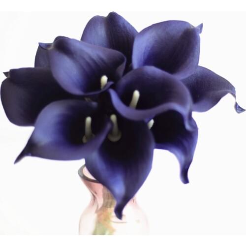 10 DK purple Calla Lilies Real Touch Flowers artificial flowers For Silk Wedding Bouquets, Centerpieces, Wedding Decorations