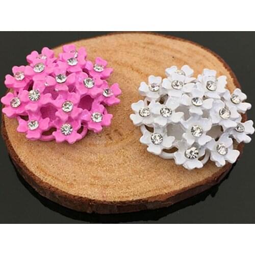 10 PCS 26mm Metal With Rhinestone Flower Decorations Handmade DIY Jewelry Making Accessories