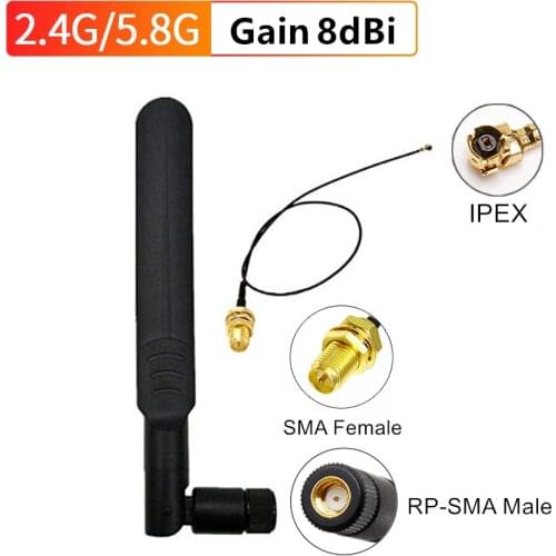 2.4G 5.8G Dual Band WiFi Antenna Router Wireless Antennas 5G 2.4ghz 5.8ghz RP SMA female + ufl./ IPX IPEX 1.13 Pigtail Cable