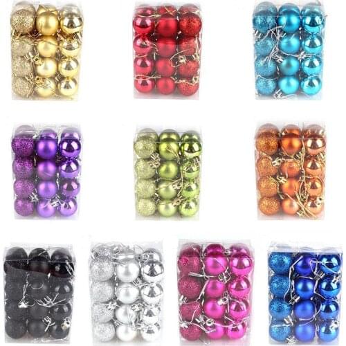 24Pcs/Lot Christmas Tree Ball Baubles Pendant Xmas Party Hanging Ornament Christmas Decoration Gifts Supplies 10 Colors 30mm