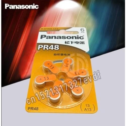 6PCS/PACK Original Panasonic PR48 Hearing Aid Batteries 7.9MM*5.4MM 13 A13 Deaf-aid Acousticon Cochlear Button Cell Batteries