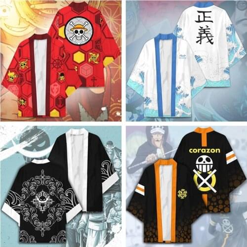 Anime ONE PIECE Monkey D Luffy Whitebeard Pirates Cosplay Costumes Kimono Haori MARINE Symbol Cloak Cardigan Bathrobe Pajamas