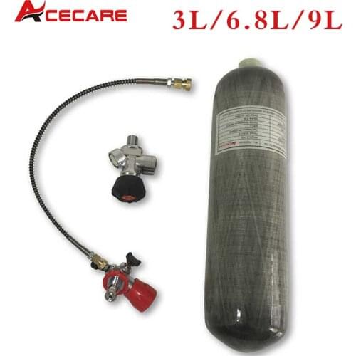 Acecare Scuba Tank 3L/6.8L/9L Pcp Paintball Air Tank HPA Carbon Fiber Cylinder for Diving Pcp Rifle