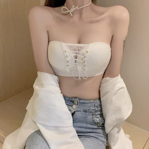 Biiggxx 2021 summer new girl cute strapless underwear non-slip small chest gathered tube top style no steel ring bra