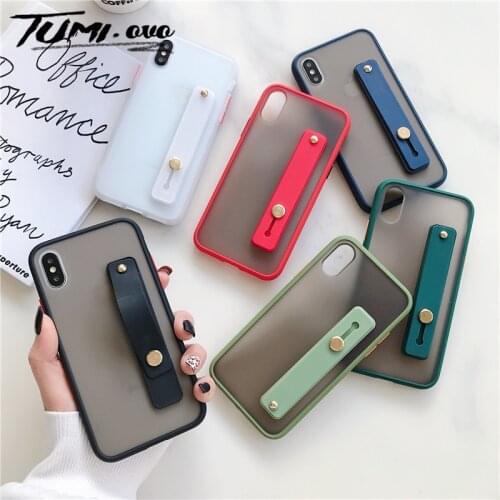 Shockproof Bumper Transparent Phone Case For iPhone 11 Pro X XR XS Max 8 7 6 6S Plus Clear Soft TPU Wrist strap stand Back Cover