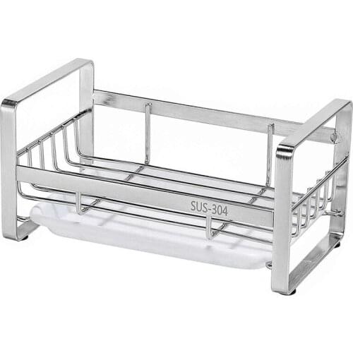 Sponge Holder, Kitchen Sink Organizer, Sink Caddy, Sink Tray Drainer Rack, Brush Soap Holder with Removable Tray