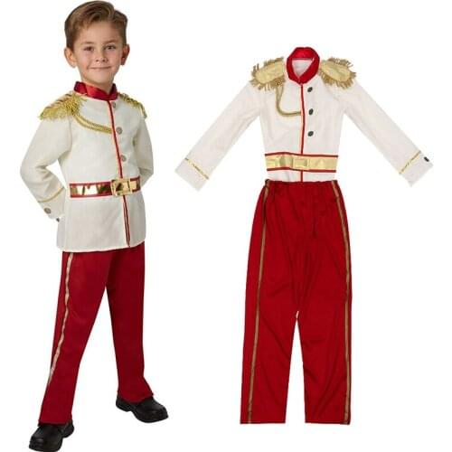 Kids Middle Ages Noble Royal Charming Prince Handsome Boy Prince Charming Costume Set Carnival Party Halloween Cosplay Costumes